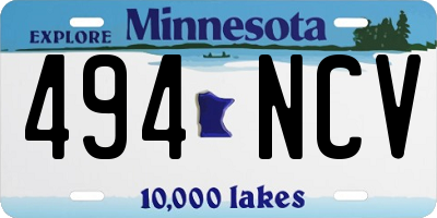 MN license plate 494NCV