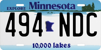 MN license plate 494NDC