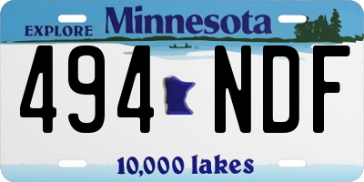 MN license plate 494NDF