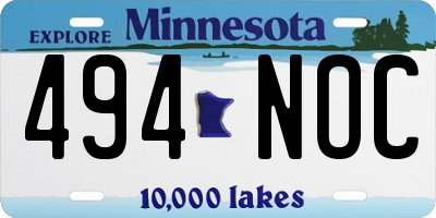 MN license plate 494NOC