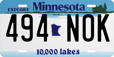 MN license plate 494NOK