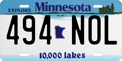 MN license plate 494NOL