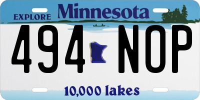 MN license plate 494NOP