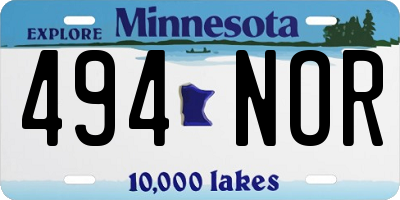 MN license plate 494NOR