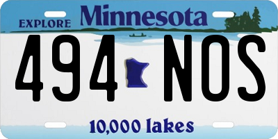 MN license plate 494NOS