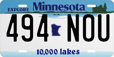 MN license plate 494NOU
