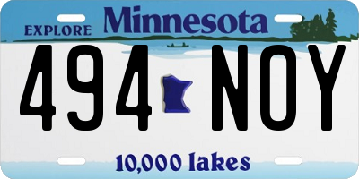 MN license plate 494NOY