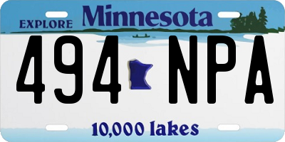 MN license plate 494NPA