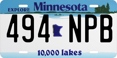 MN license plate 494NPB