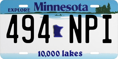 MN license plate 494NPI