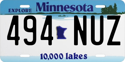 MN license plate 494NUZ