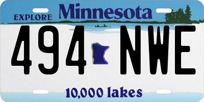 MN license plate 494NWE