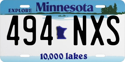 MN license plate 494NXS