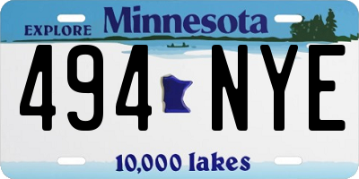 MN license plate 494NYE
