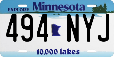 MN license plate 494NYJ