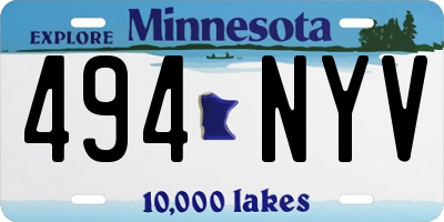 MN license plate 494NYV