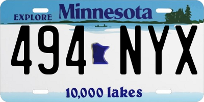 MN license plate 494NYX
