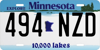 MN license plate 494NZD