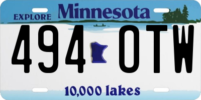 MN license plate 494OTW