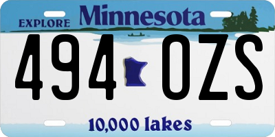 MN license plate 494OZS