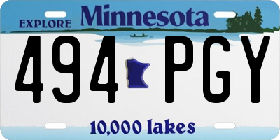 MN license plate 494PGY