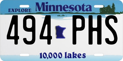 MN license plate 494PHS