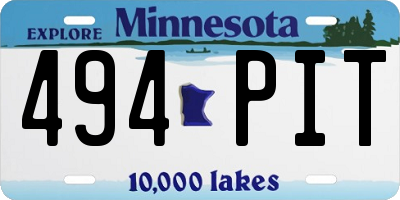 MN license plate 494PIT