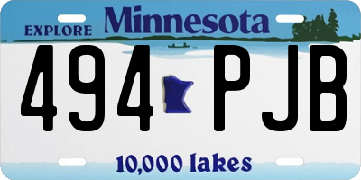 MN license plate 494PJB