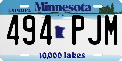 MN license plate 494PJM