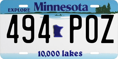 MN license plate 494POZ