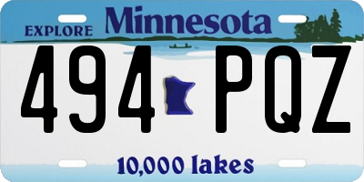 MN license plate 494PQZ