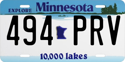 MN license plate 494PRV
