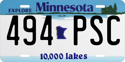 MN license plate 494PSC