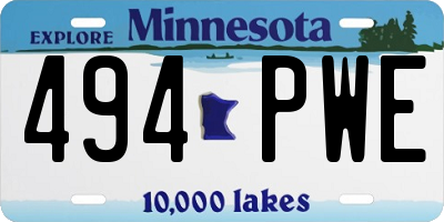 MN license plate 494PWE