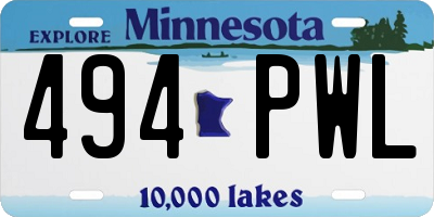MN license plate 494PWL