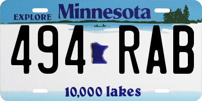 MN license plate 494RAB
