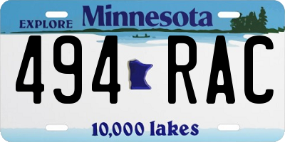 MN license plate 494RAC