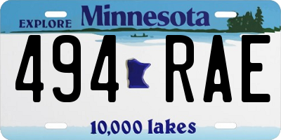 MN license plate 494RAE