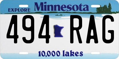 MN license plate 494RAG