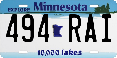 MN license plate 494RAI