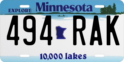 MN license plate 494RAK