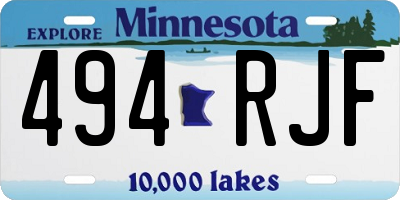 MN license plate 494RJF