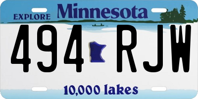 MN license plate 494RJW