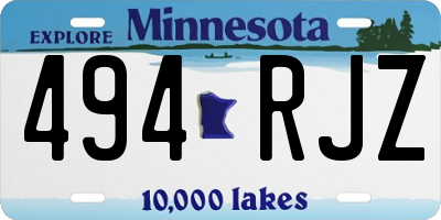 MN license plate 494RJZ