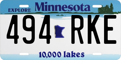 MN license plate 494RKE