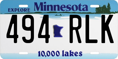 MN license plate 494RLK