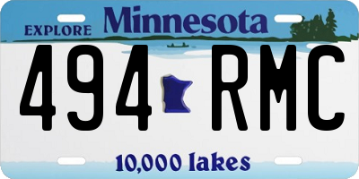 MN license plate 494RMC