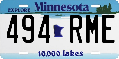MN license plate 494RME