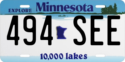 MN license plate 494SEE
