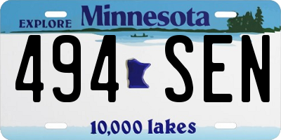 MN license plate 494SEN
